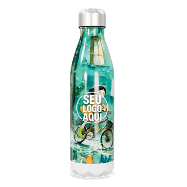 Garrafa Inox Ilustrada Verde Ciclismo personalizado