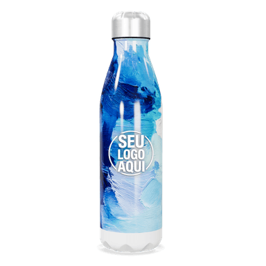Garrafa Inox Azul Estampa Abstrata personalizado