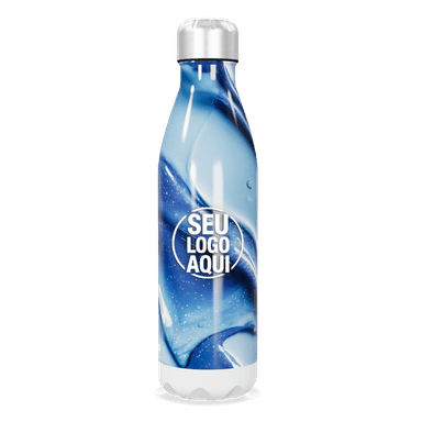 Garrafa Inox Azul Design Ondas personalizado