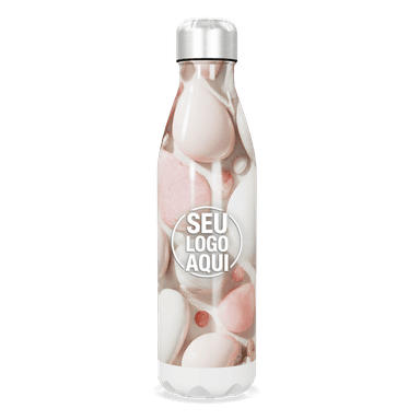 Garrafa Inox Estampa Pedras Rosa E Branco personalizado