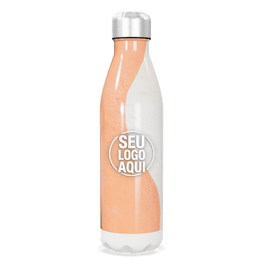 Garrafa Inox Laranja E Branca Estriada personalizado