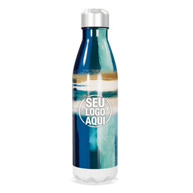 Garrafa Inox Azul E Branca Estampada personalizado