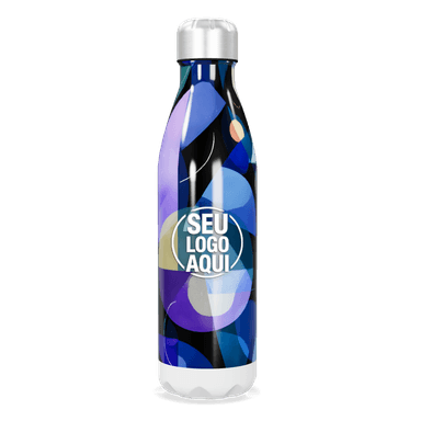 Garrafa Inox Estampa Abstrata Azul personalizado