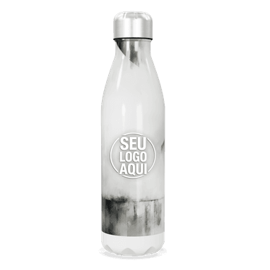 Garrafa Inox Branco Com Estampa Abstrata personalizado