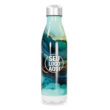 Garrafa Inox Azul Marmorizada personalizado