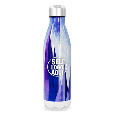 Garrafa Inox Azul Com Estampa Geométrica personalizado