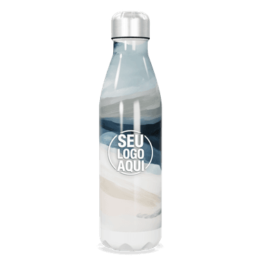 Garrafa Inox Azul Com Estampa Abstrata personalizado