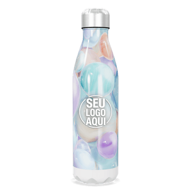 Garrafa Inox Estampa Bolhas Coloridas personalizado