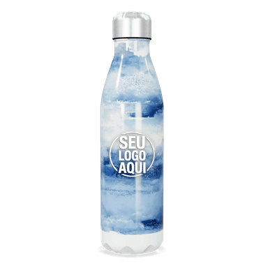 Garrafa Inox Azul Com Estampa De Ondas personalizado