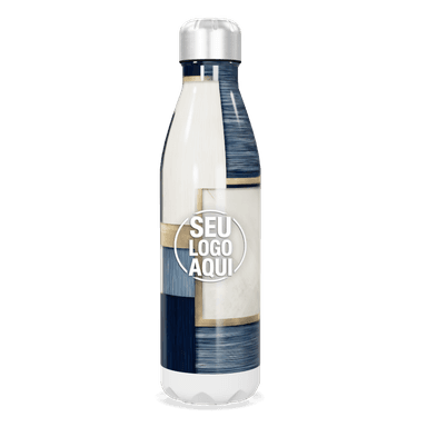 Garrafa Inox Azul E Dourado Com Geometria personalizado