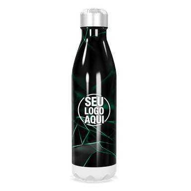 Garrafa Inox Design Preto Geométrico personalizado
