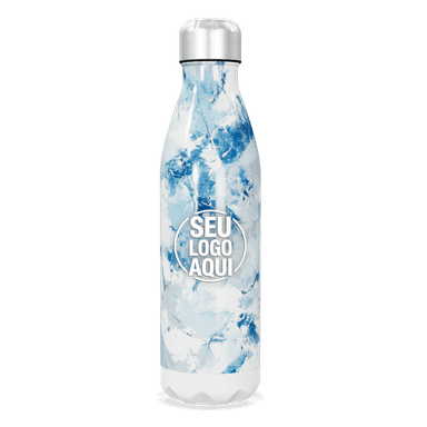 Garrafa Inox Azul Marmorizada personalizado