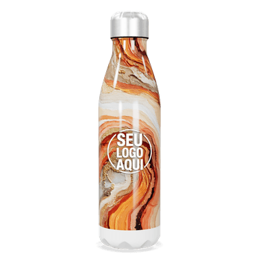 Garrafa Inox Mármore Laranja 750ml personalizado