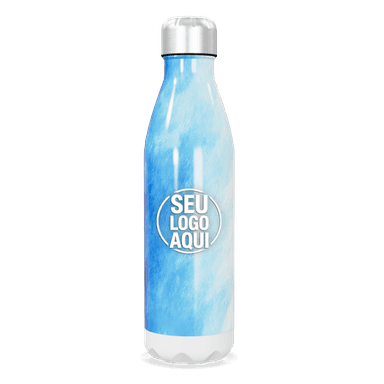 Garrafa Inox Azul Marmorizada personalizado