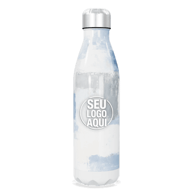 Garrafa Inox Branco Com Efeito Marmorizado personalizado