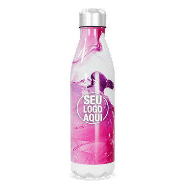 Garrafa Inox Estampa Rosa E Roxa personalizado