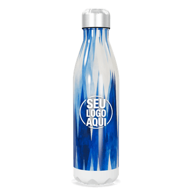 Garrafa Inox Estampa Azul Geométrica personalizado