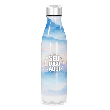 Garrafa Inox Estampa Montanhas Azuis personalizado