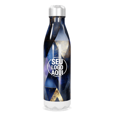 Garrafa Inox Estampa Geométrica Azul personalizado