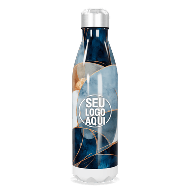 Garrafa Inox Azul Com Estampa Abstrata personalizado