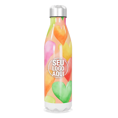Garrafa Inox Corações Coloridos personalizado