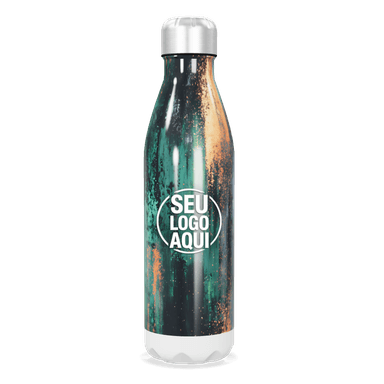 Garrafa Inox Estampa Verde E Laranja personalizado
