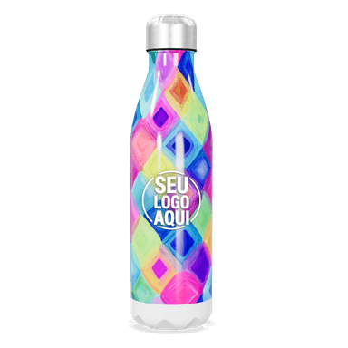 Garrafa Inox Estampada Colorida Geométrica personalizado