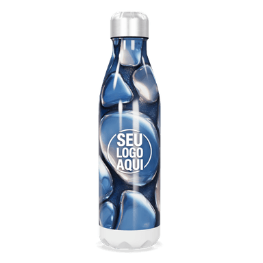 Garrafa Inox Azul Design Abstrato personalizado