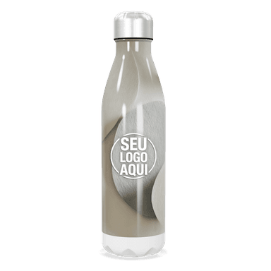 Garrafa Inox Estampada Bege E Cinza personalizado