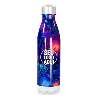 Garrafa Inox Floral Azul personalizado