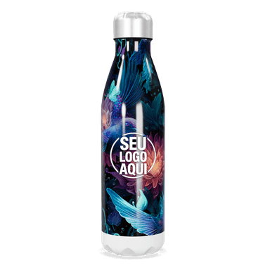 Garrafa Inox Estampa Floral Azul personalizado