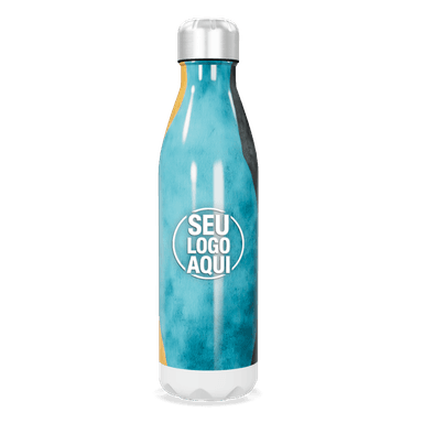 Garrafa Inox Azul Com Estampa Artística personalizado