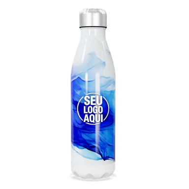 Garrafa Inox Azul Com Estampa Abstrata personalizado