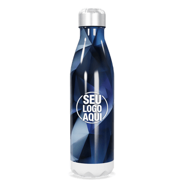 Garrafa Inox Azul Geométrica 750ml personalizado