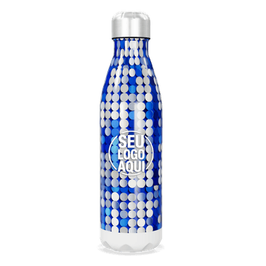 Garrafa Inox Azul Estampa Bolinhas personalizado