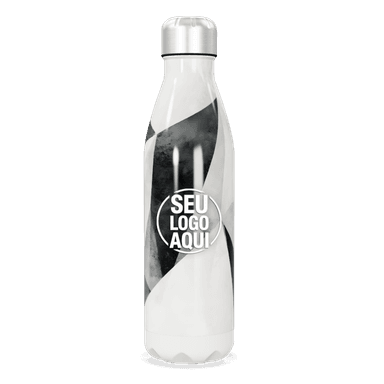 Garrafa Inox Preto E Branco Geométrica personalizado