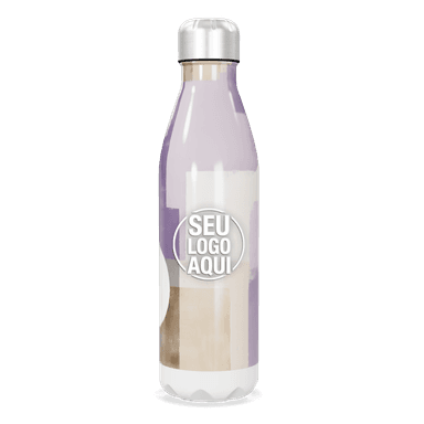 Garrafa Inox Roxa Com Design Geométrico personalizado
