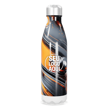 Garrafa Inox Estampa Laranja E Cinza personalizado