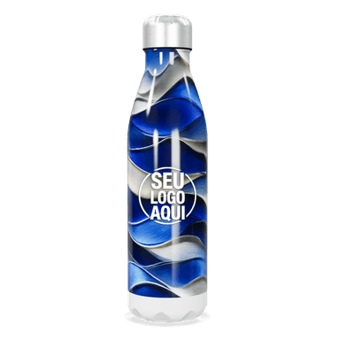 Garrafa Inox Azul Design Ondulado personalizado