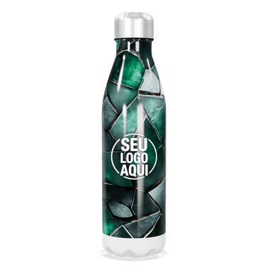 Garrafa Inox Verde Com Estampa Geométrica personalizado