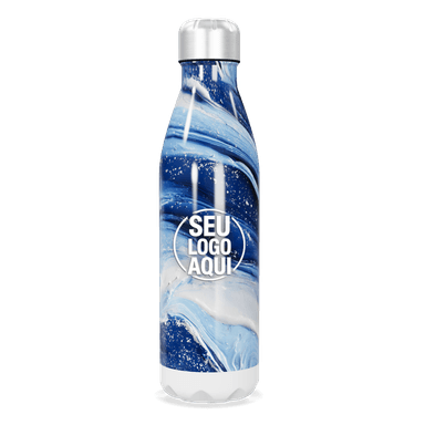 Garrafa Inox Azul Marmorizada 750ml personalizado