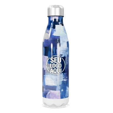 Garrafa Inox Estampa Azul Artística personalizado