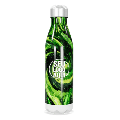 Garrafa Inox Verde Com Estampa Espiral personalizado