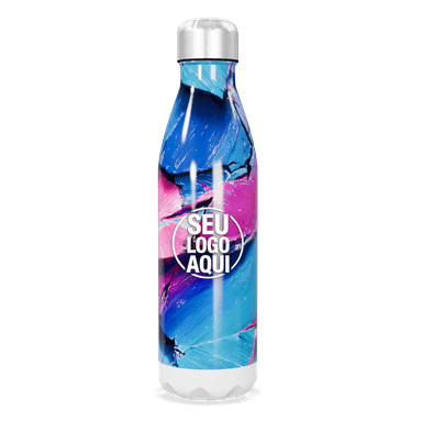 Garrafa Inox Azul Rosa Abstrata personalizado