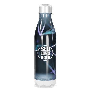 Garrafa Inox Azul Com Design Geométrico personalizado
