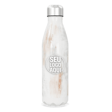 Garrafa Inox Branco Marmorizado personalizado