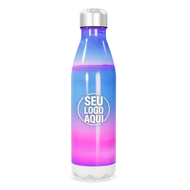 Garrafa Inox Degradê Azul E Rosa personalizado