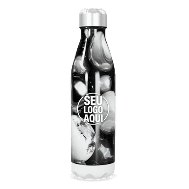 Garrafa Inox Estampa Marmorizada Branca personalizado