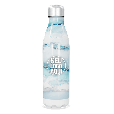 Garrafa Inox Azul Com Estampa Geométrica personalizado