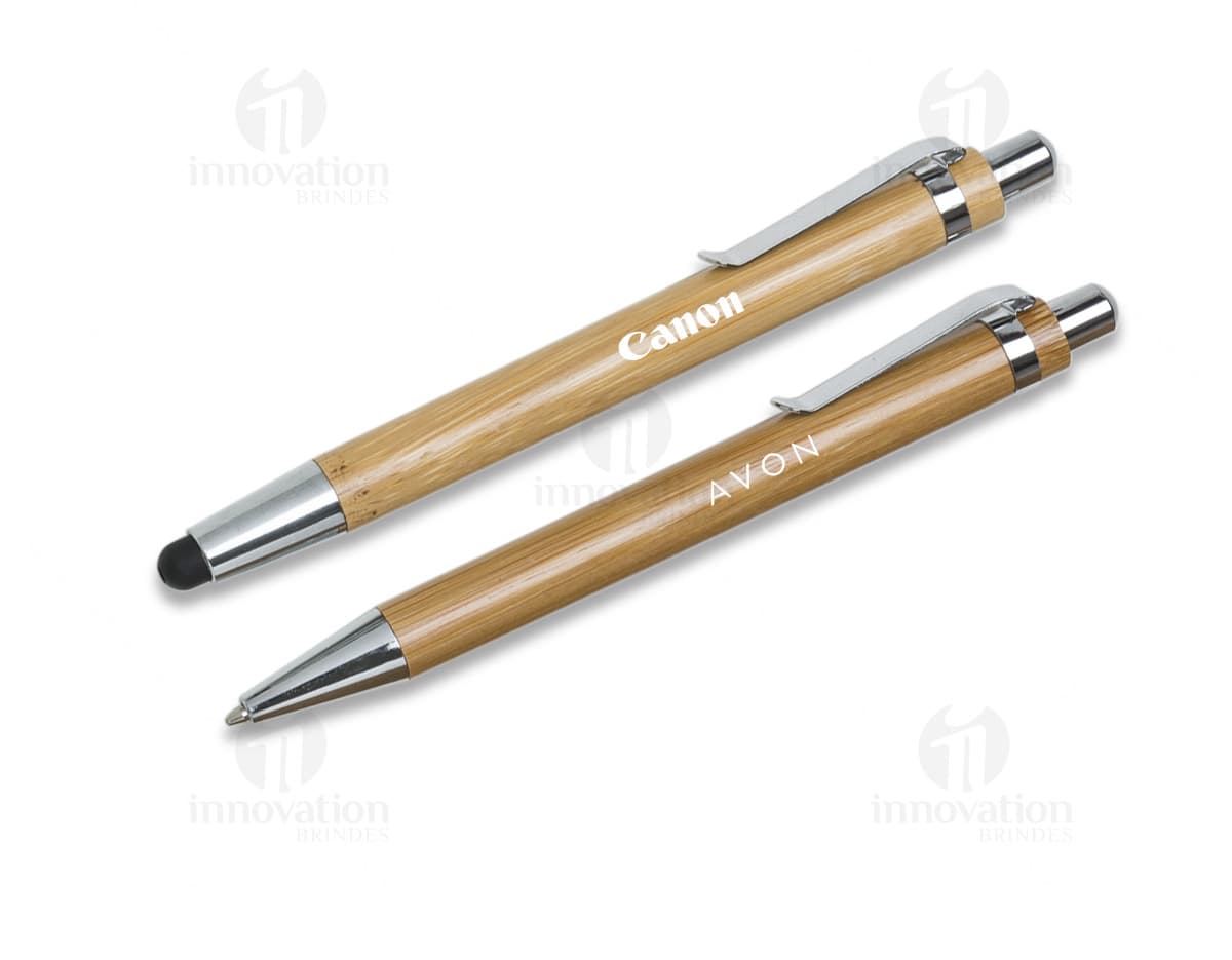kit ecológico caneta e lapiseira bambu Personalizado